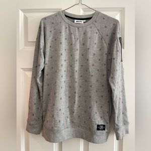 Molo kids marx sweatshirt grey with peace signs sz 14